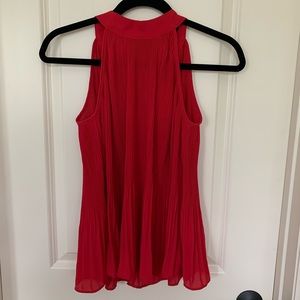 Red Pleated Halter Top